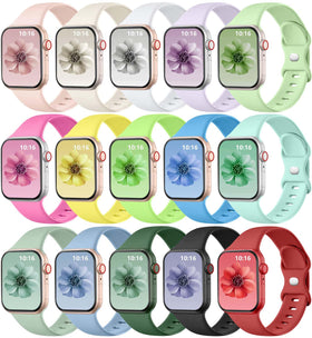 GEAK 15-pack Apple Watch bands for women in 38–49mm, comfortable silicone.