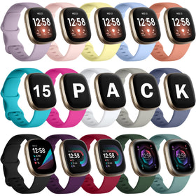 GEAK 15-pack Versa bands compatible with Versa 3, Versa 4, and Sense 2 for versatile wear.