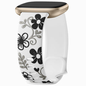GEAK floral engraved band on Versa 4, showing vivid colors and durable coating.
