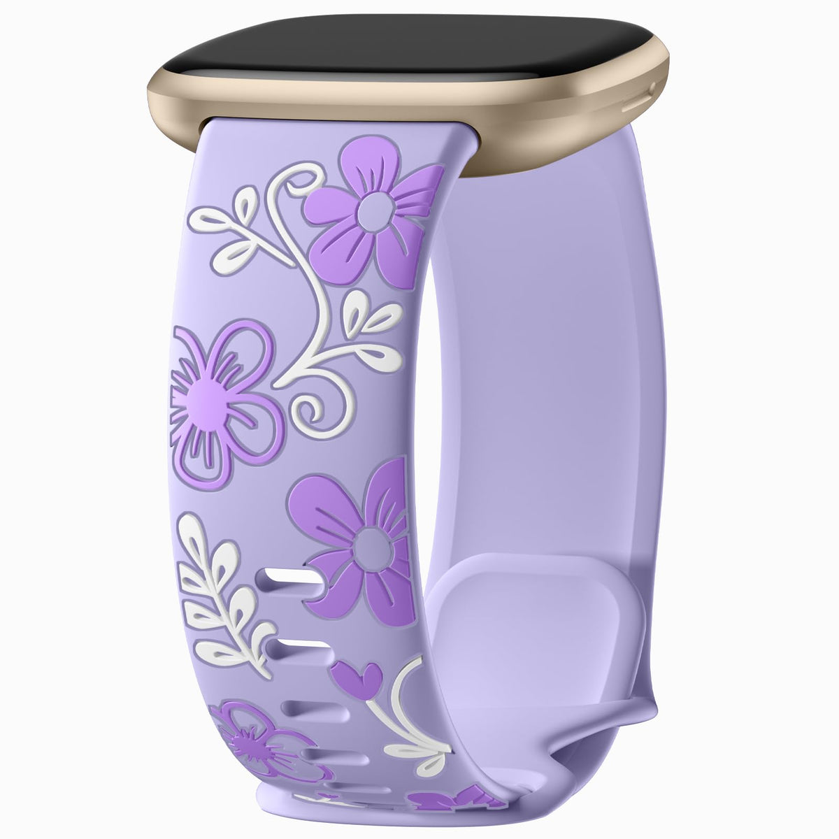 GEAK floral engraved silicone band for Sense 2, ideal for daily wear