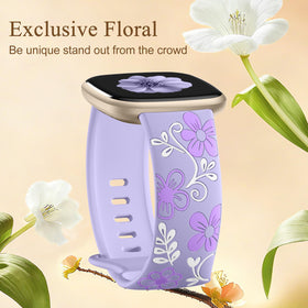 GEAK floral engraved silicone band for Versa 3, color stays during workouts
