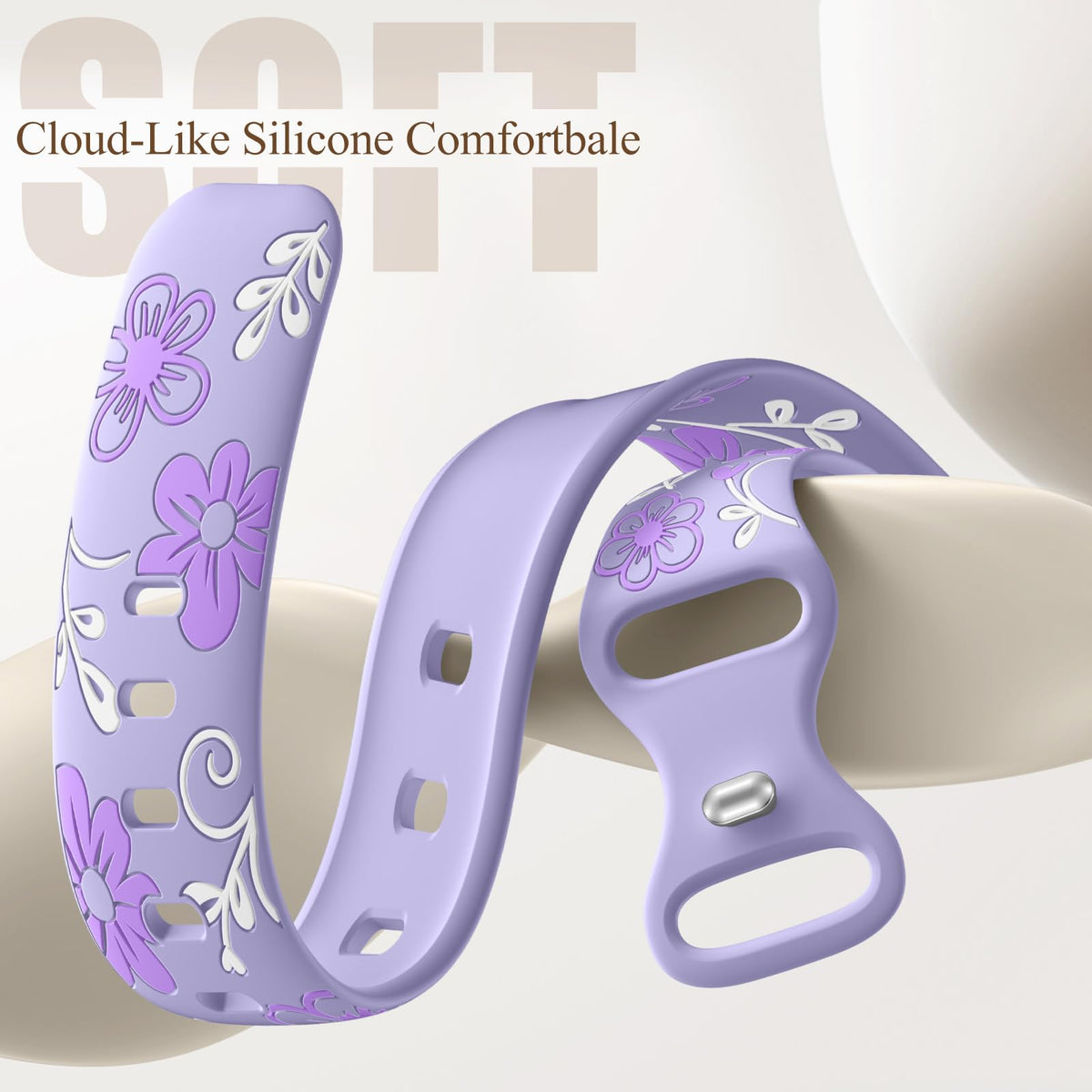 GEAK floral engraved silicone band for Versa 4, pairs with any outfit