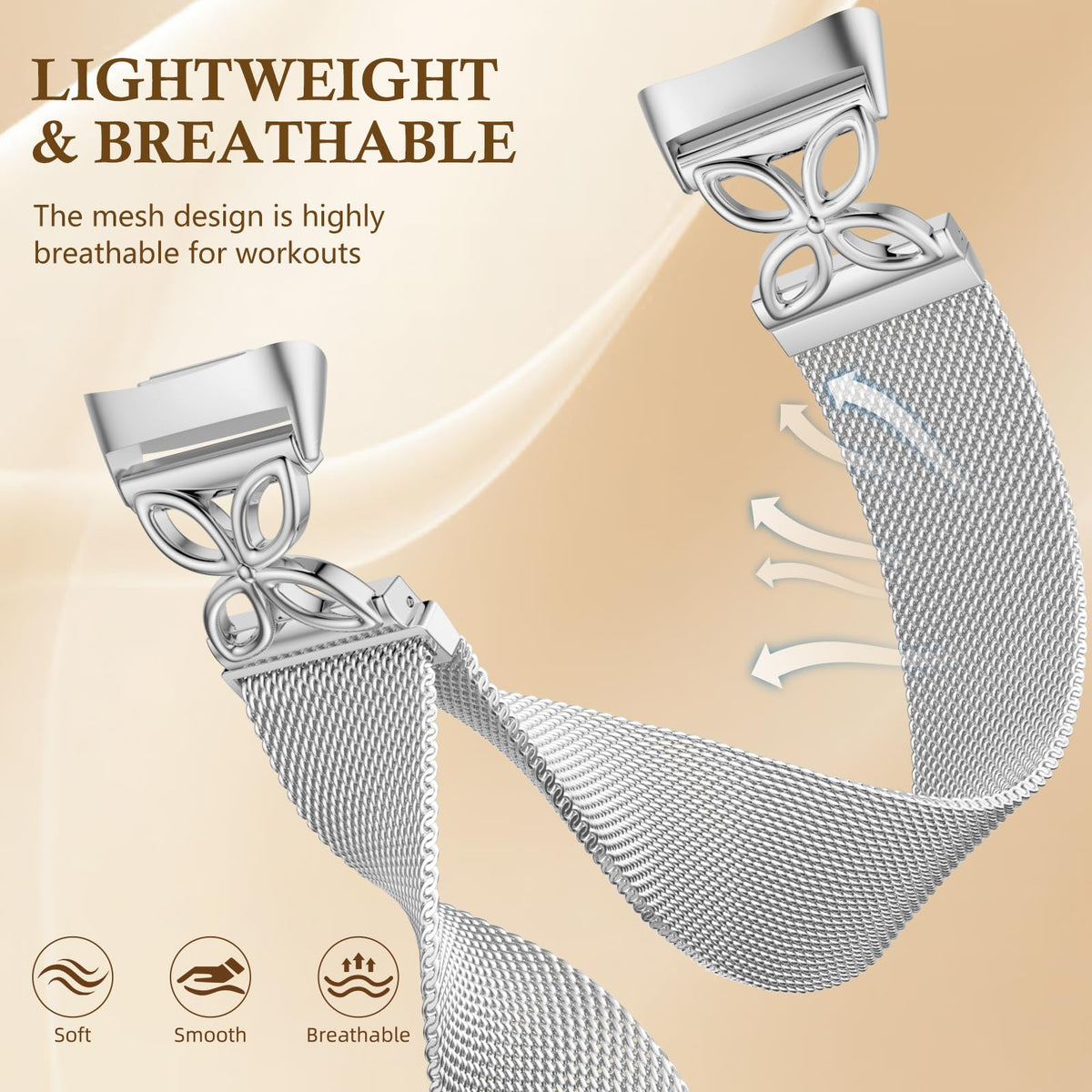GEAK milanese-loop closure offers secure magnetic fit during workouts