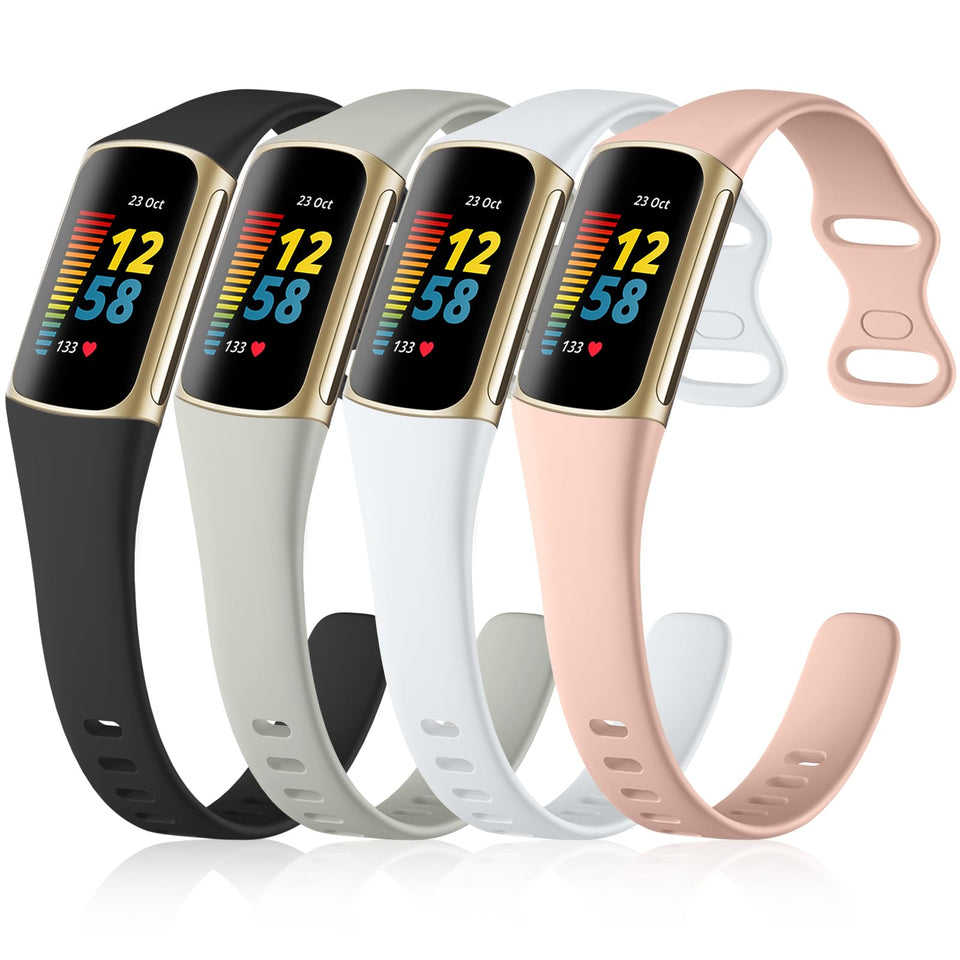 GEAK slim black band for Fitbit Charge 5/6, comfortable silicone for daily wear