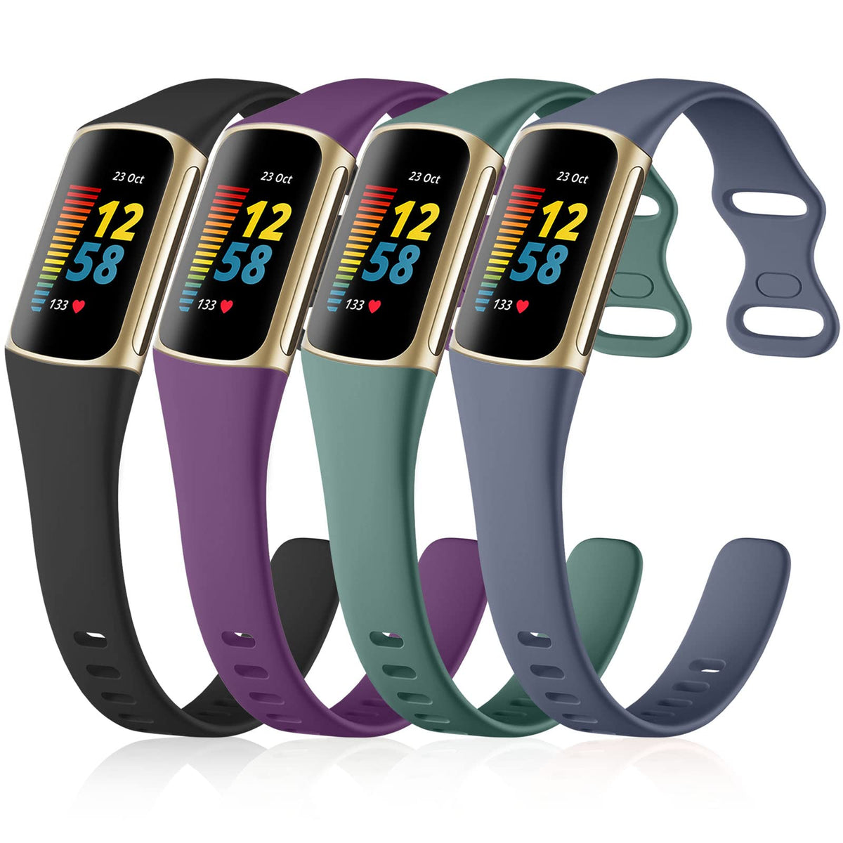 GEAK slim band in black for Charge 5/6, comfortable all-day wear.
