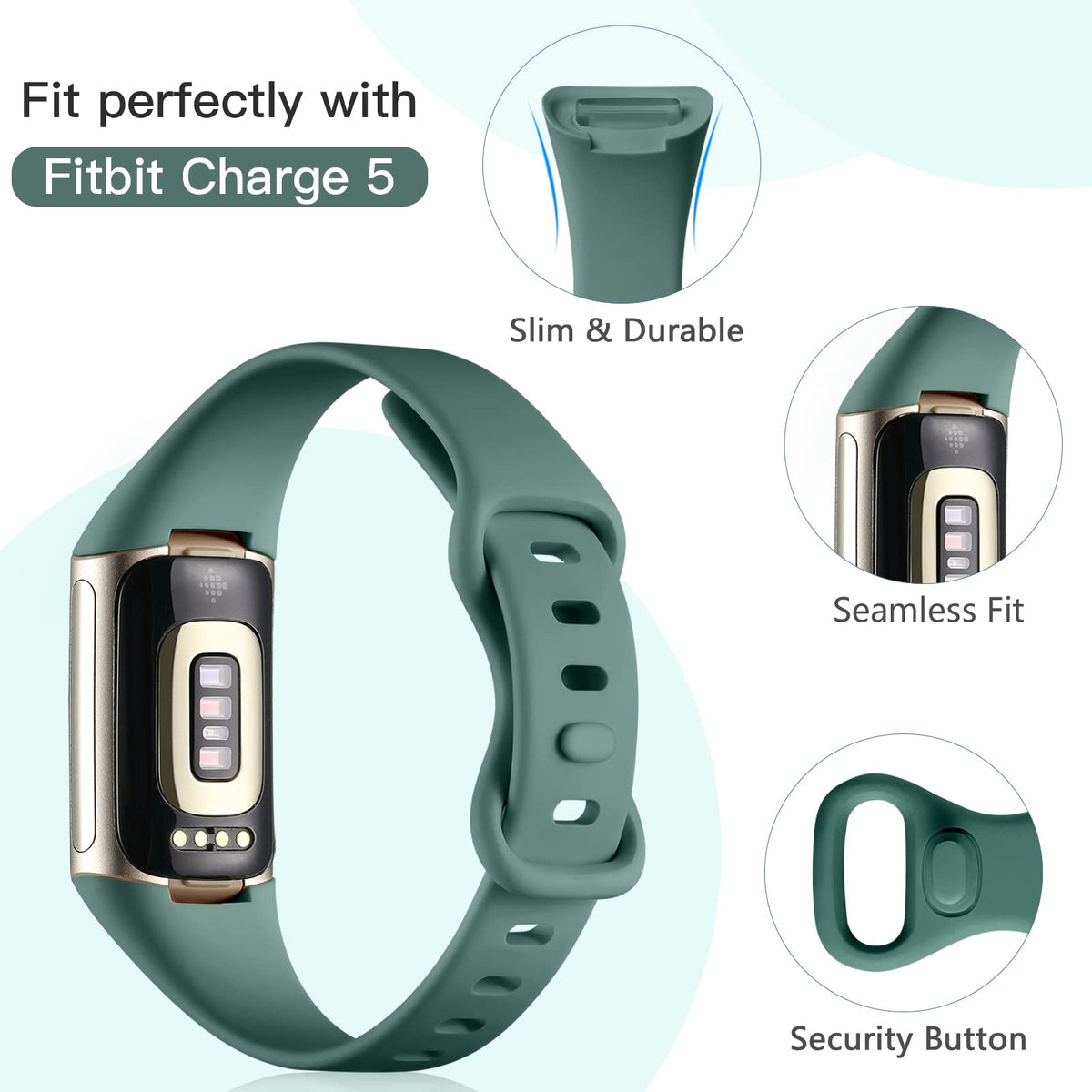 GEAK blue-gray slim band offers versatile look for workouts and daily life.