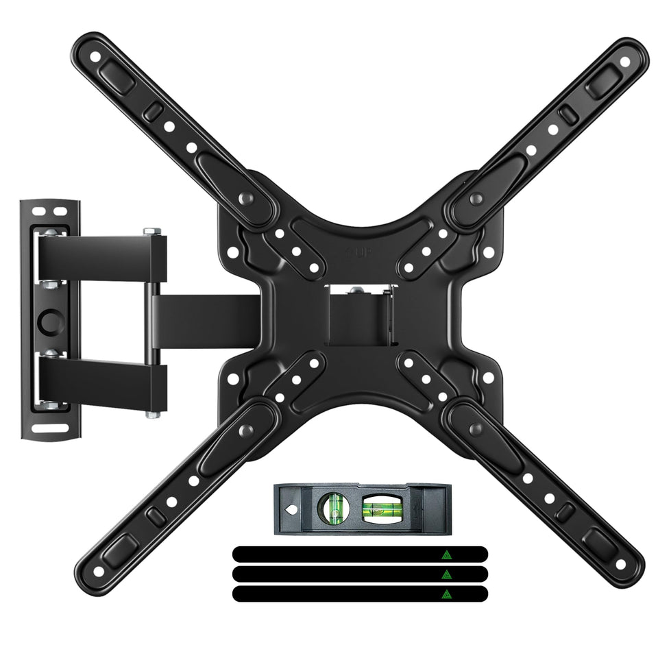 GearFusion full motion wall mount on wall with TV for flexible viewing.