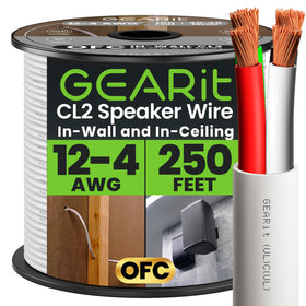 GEARit 12-gauge OFC wire 250 ft for long home theater runs and clarity