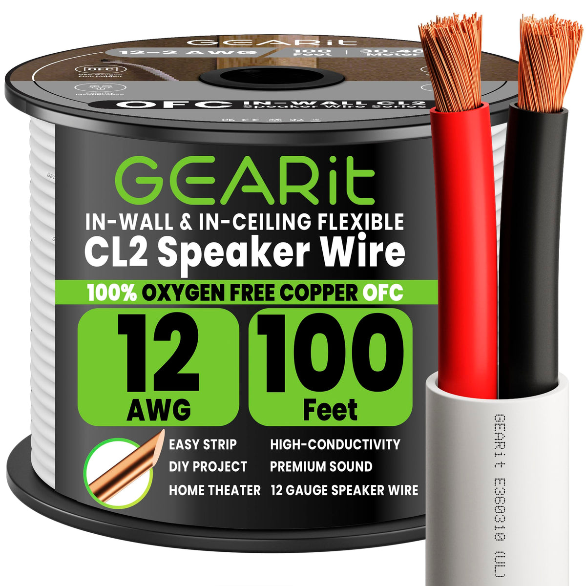 GEARit 12-gauge OFC wire coil ready for easy handling and quick installs
