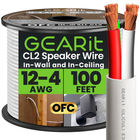 GEARit 12awg-ofc-speaker-wire-100ft-coil: high conductivity for reliable home theater wiring.