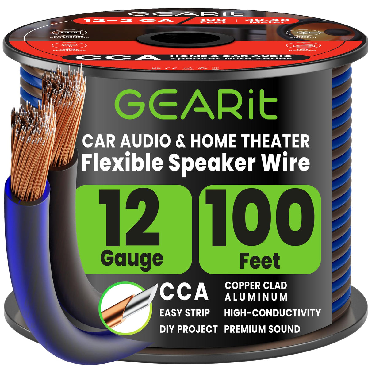 GEARit spool front view showing cable and label, for easy selection