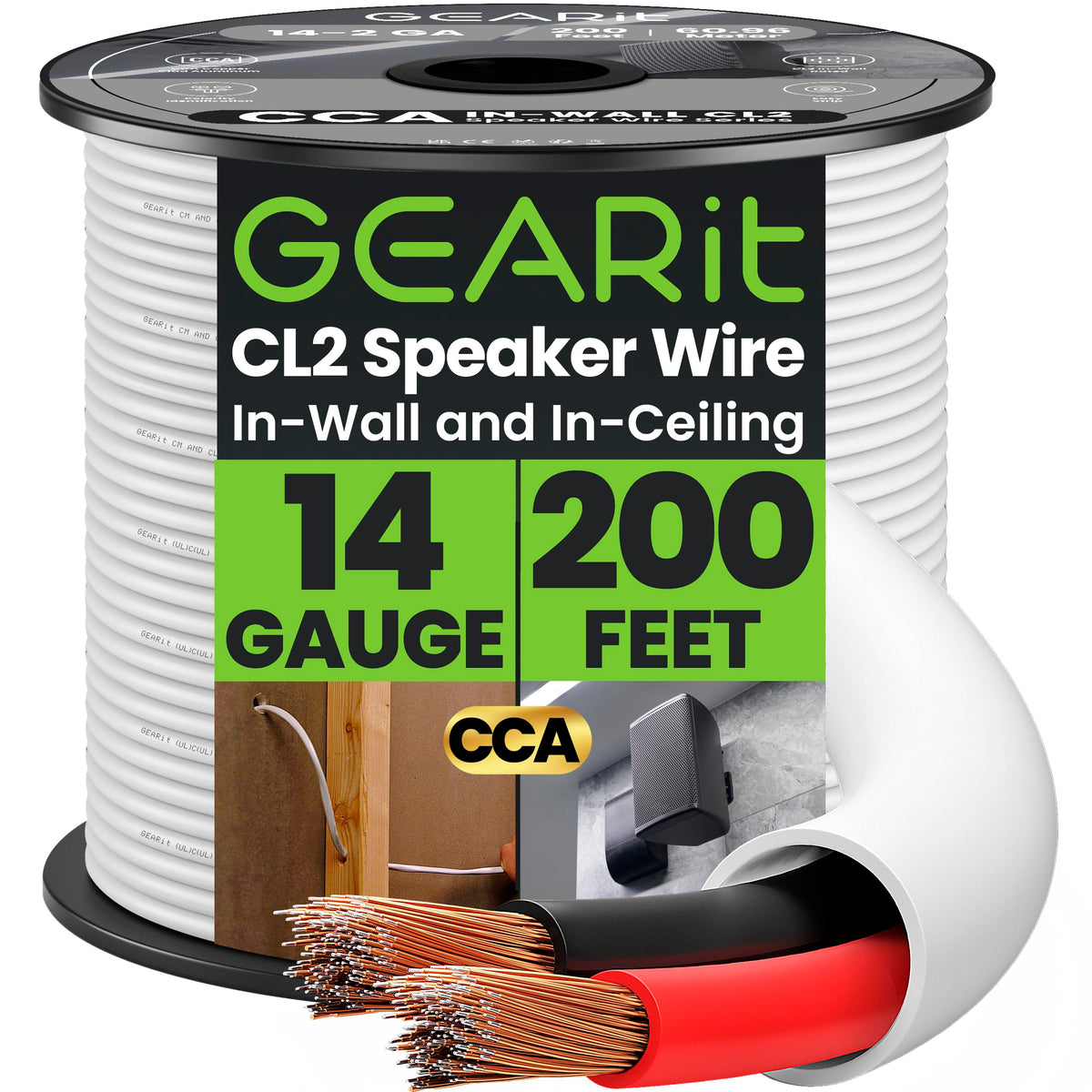 GEARit front view of 200ft spool showing neat coil and product label benefit clarity
