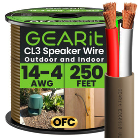 GEARit 14-gauge speaker wire in-wall 250ft brown jacket for clean installations