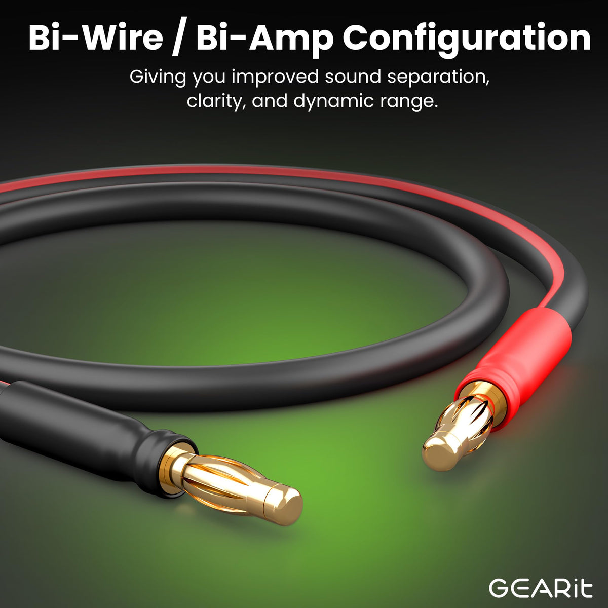 GEARit 16.4ft banana plug wire for bi-wiring speaker systems.