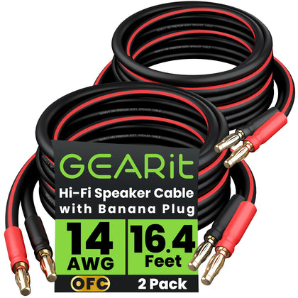 GEARit 14 Gauge banana plug wire in a compact 3ft length for small rooms.
