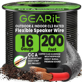 GEARit 16-gauge speaker wire 200ft for reliable backyard audio.