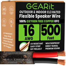 GEARit 16 Gauge Speaker Wire 500ft for indoor and outdoor audio setups