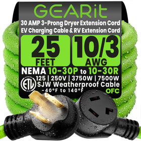 Gearit 30A dryer extension cord 25ft ready for safe, flexible appliance placement.
