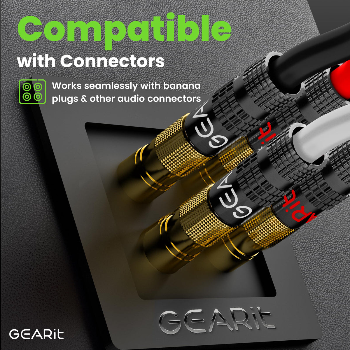 GEARit-banana-plug-compatible: versatile with popular amplifiers and accessories.