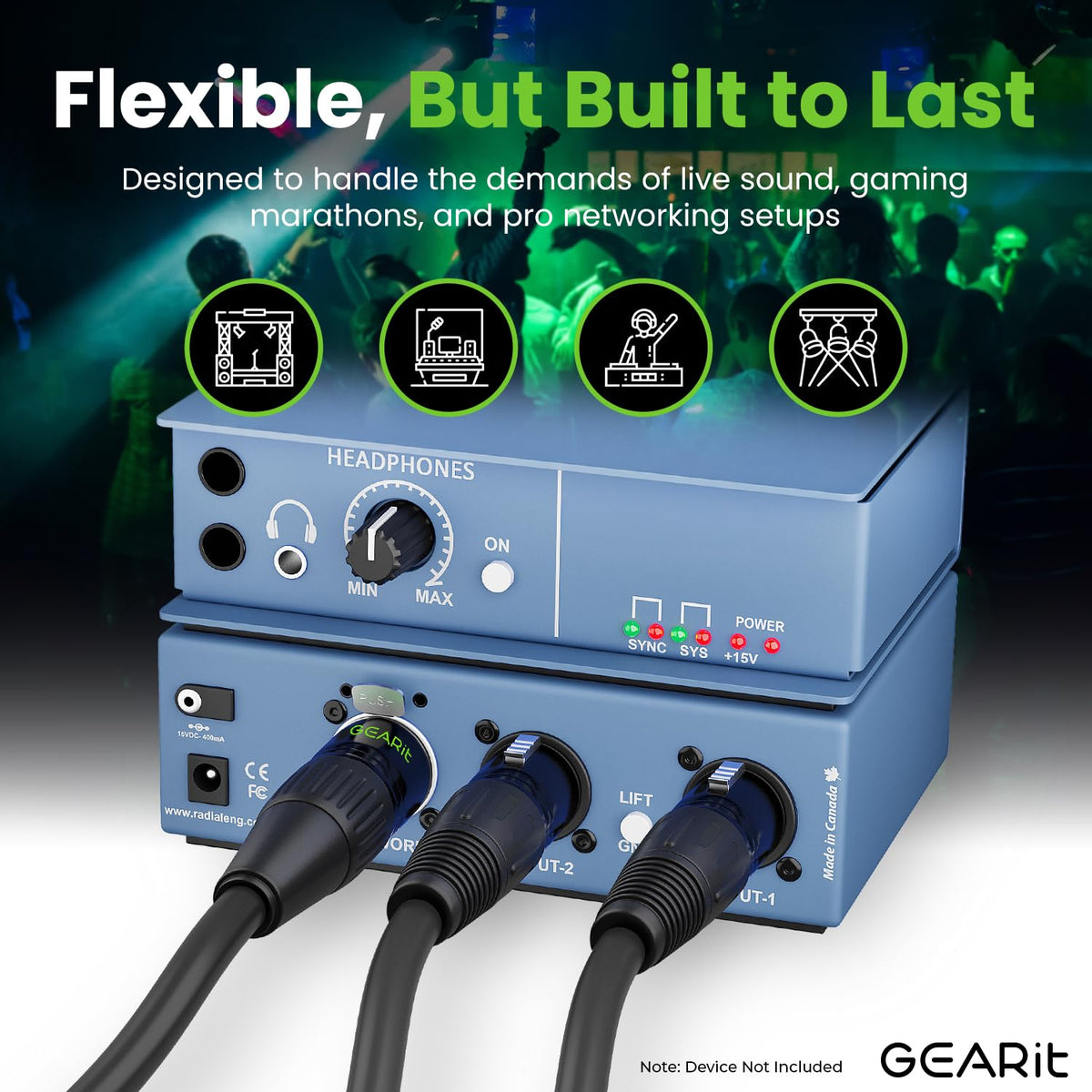 GEARit CAT6 performance supports high-speed data up to 10 Gbps for complex shows.