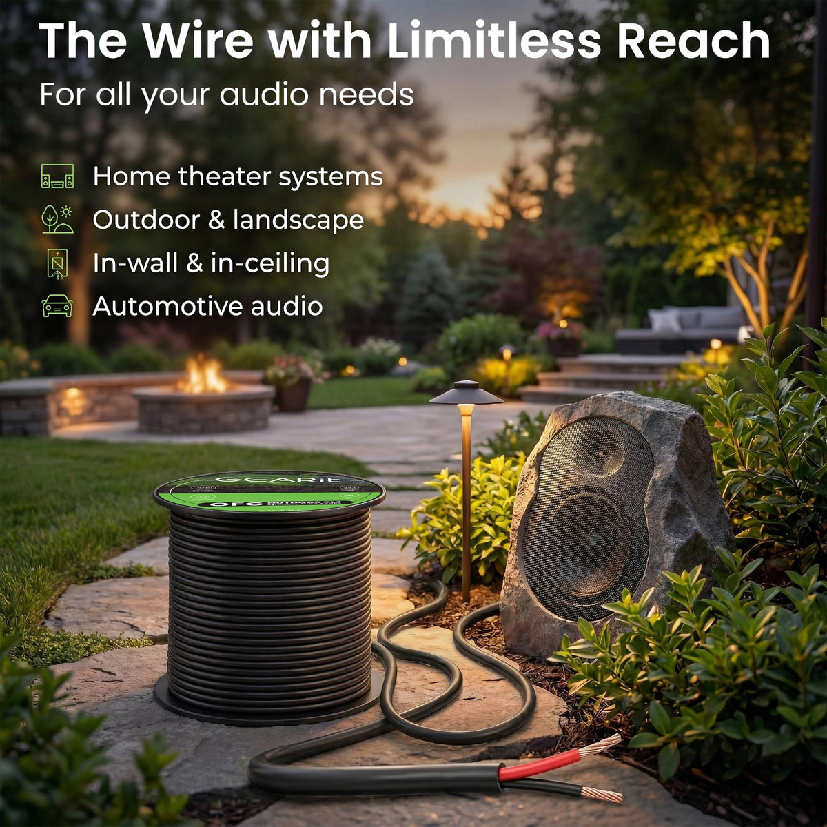 GEARit CL3-rated speaker wire label ensures safe in-wall installations.