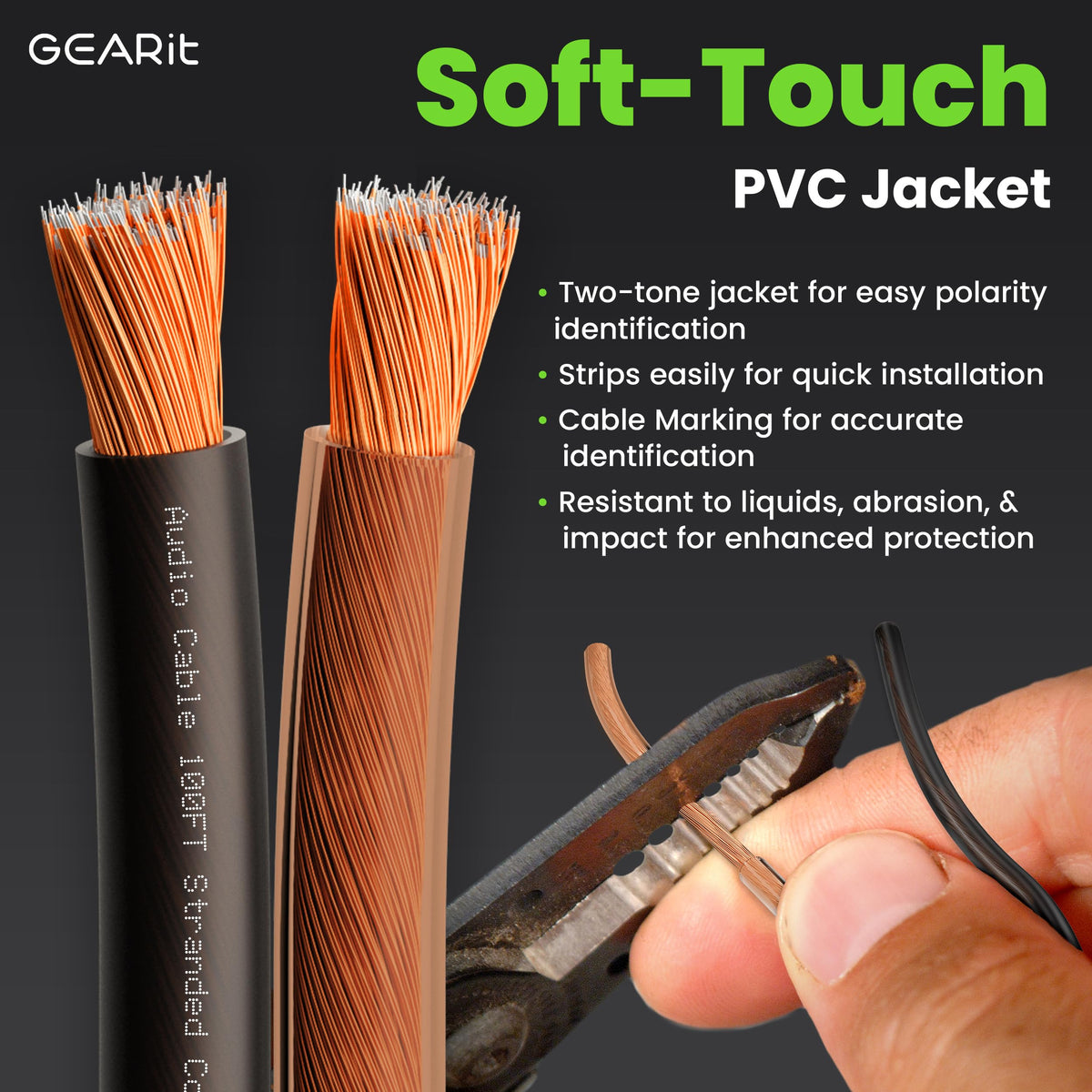GEARit clear jacket showing polarity markings and easy identification benefit