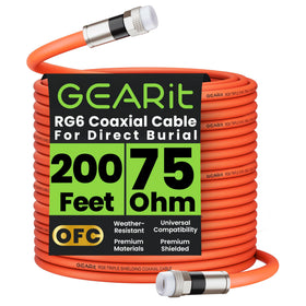 GEARit coaxial cable for underground installation, 200 ft, supports stable high-speed internet.