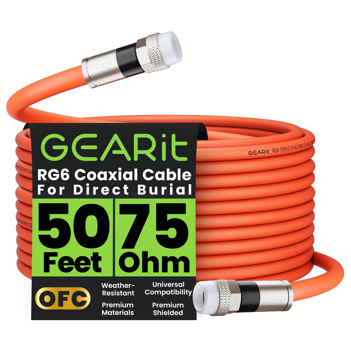 GEARit front packaging showing 50ft cable and product benefits