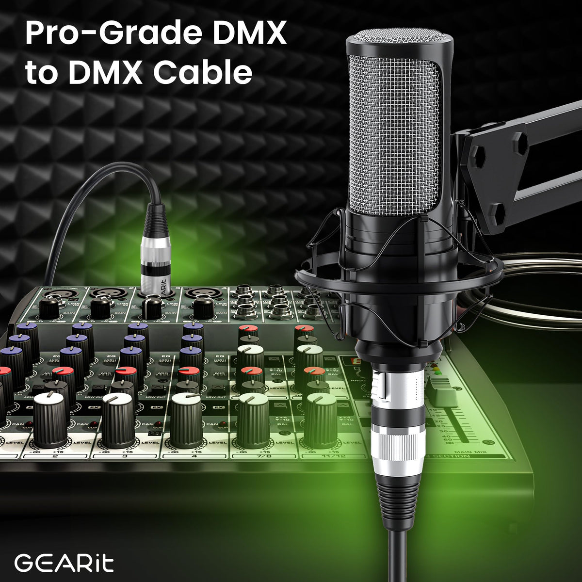 GEARit metal XLR connector closeup showing rugged build and secure stage connection