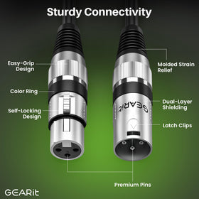 GEARit dual cables daisy chained between fixtures illustrating easy multi‑fixture setup