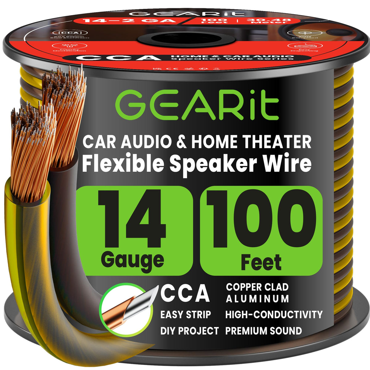 GEARit front packaging showing 100 ft spool and product benefits
