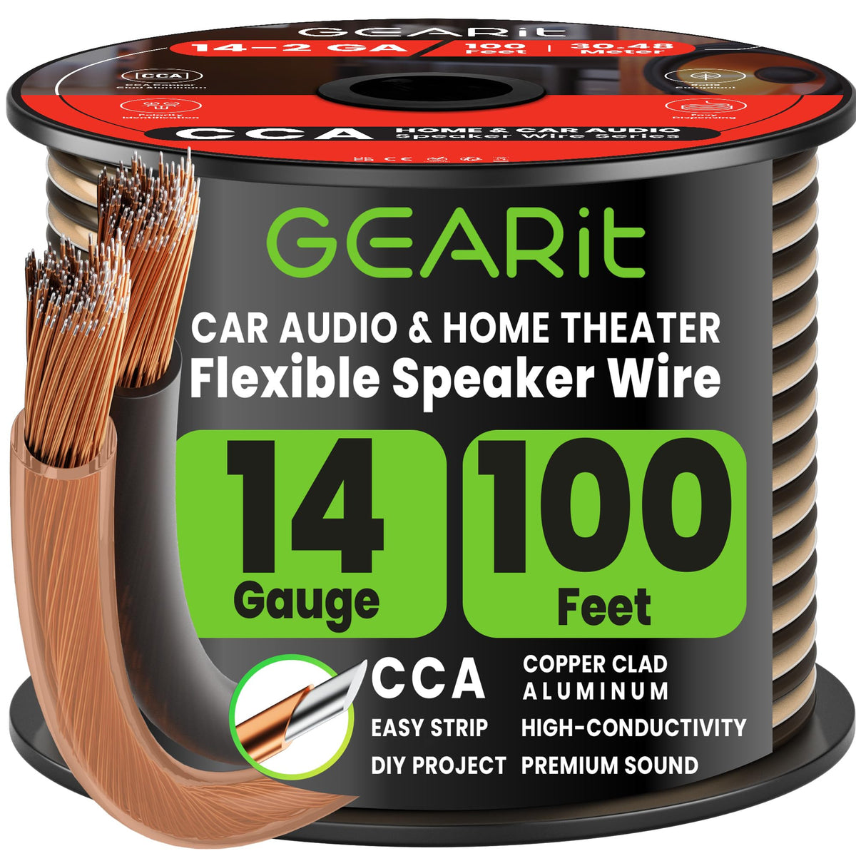 GEARit front packaging showing 100 ft cable and product info for easy selection