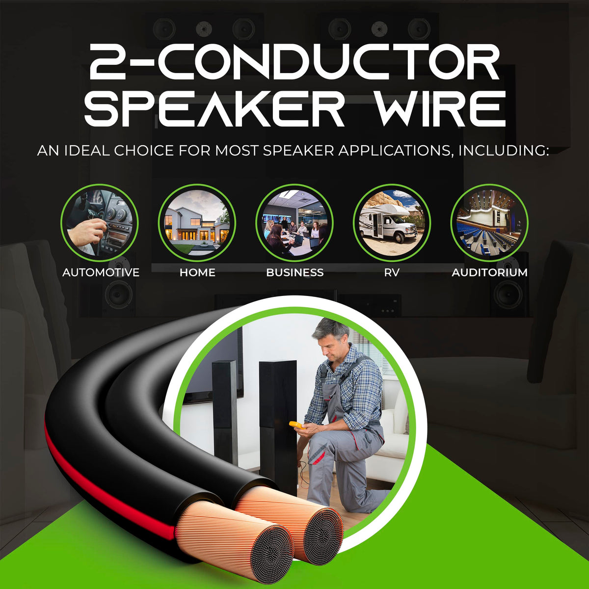 GEARit cable installed behind a home theater speaker for tidy routing