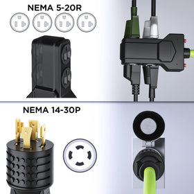GEARit NEMA 14-30P to four 5-20R adapters, 25ft