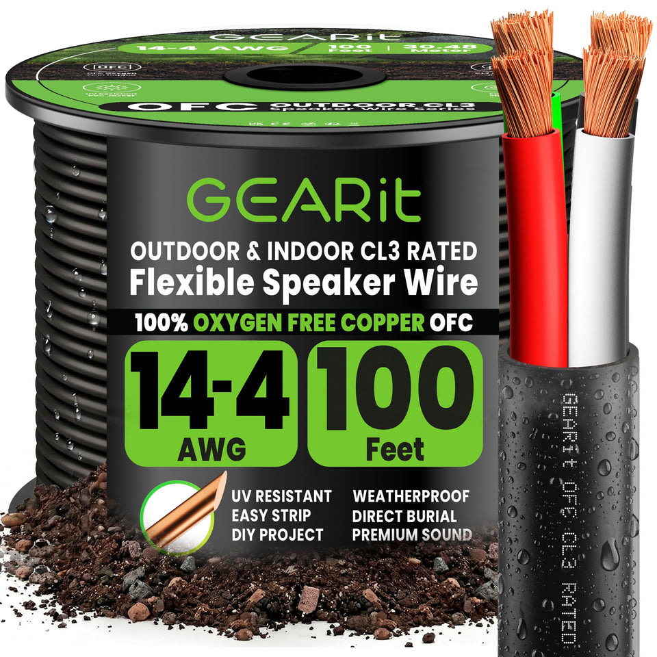 GEARit OFC 14ga 100ft coil, durable spool for easy handling.