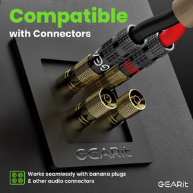 GEARit OFC wire supports banana plugs and spade tips.