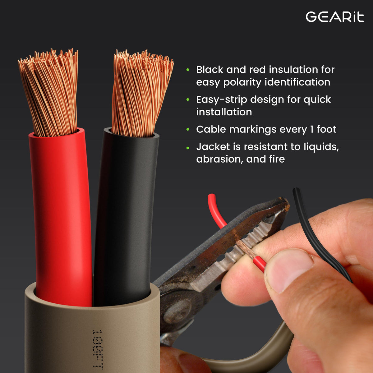 GEARit OFC speaker wire CL3-rated for safe in-wall installations.