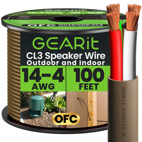GEARit CL3-rated speaker wire with flame-retardant jacket designed for durable in-wall installs