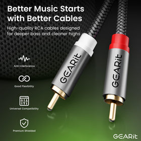 GEARit low-resistance OFC copper RCA cable preserves bass and clarity.