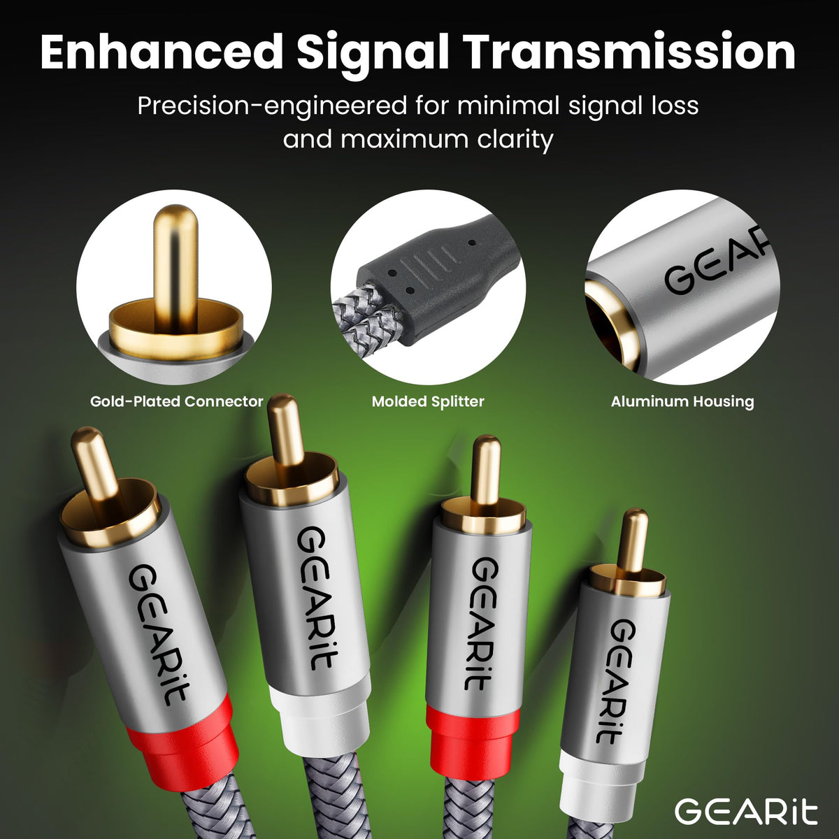 GEARit RCA cables in studio setup illustrate versatile compatibility.