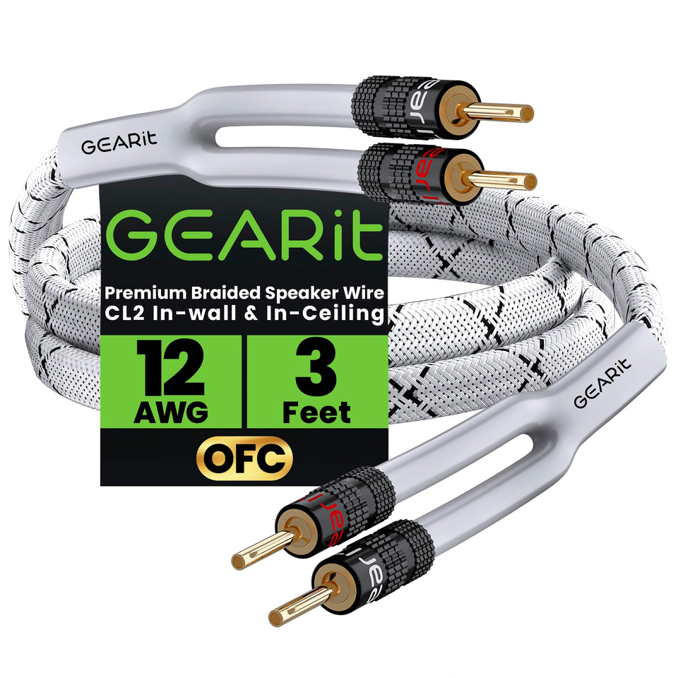 GEARit speaker cable with banana plugs for a secure 3 ft connection