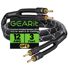 GEARit speaker cable with banana plugs for quick, secure amp connections.