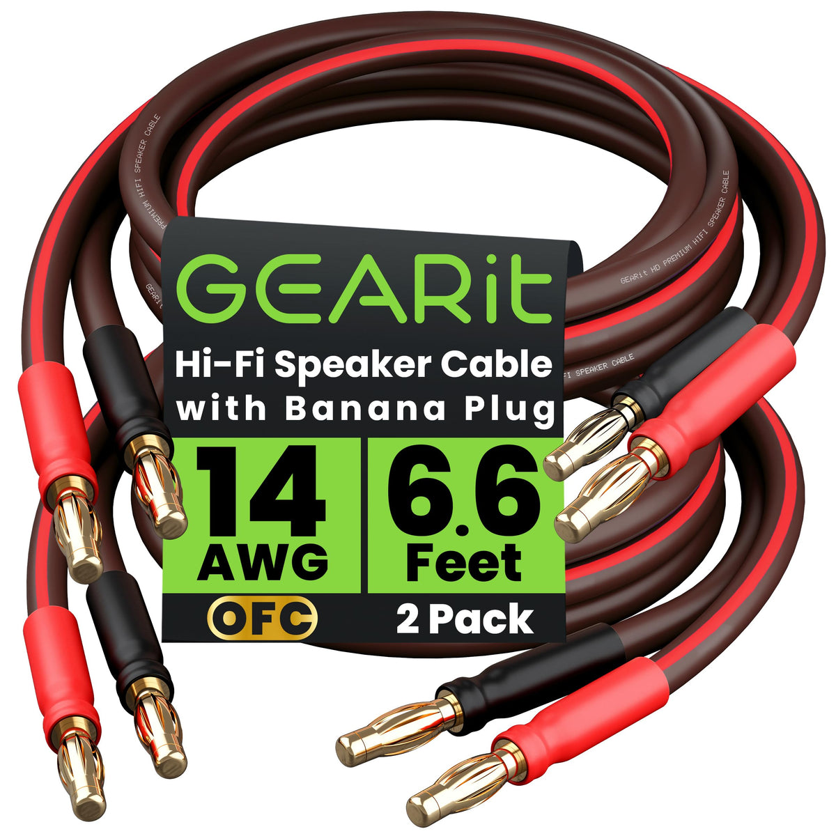 GEARit front view of speaker cables showing neat pre-terminated ends and benefit of easy installation