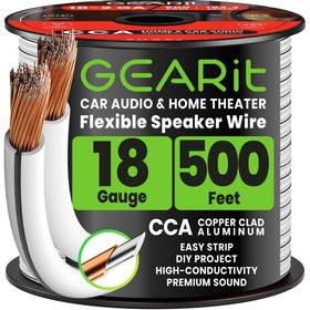 GEARit spool front view showing white 18 gauge cable, aids quick bulk installs