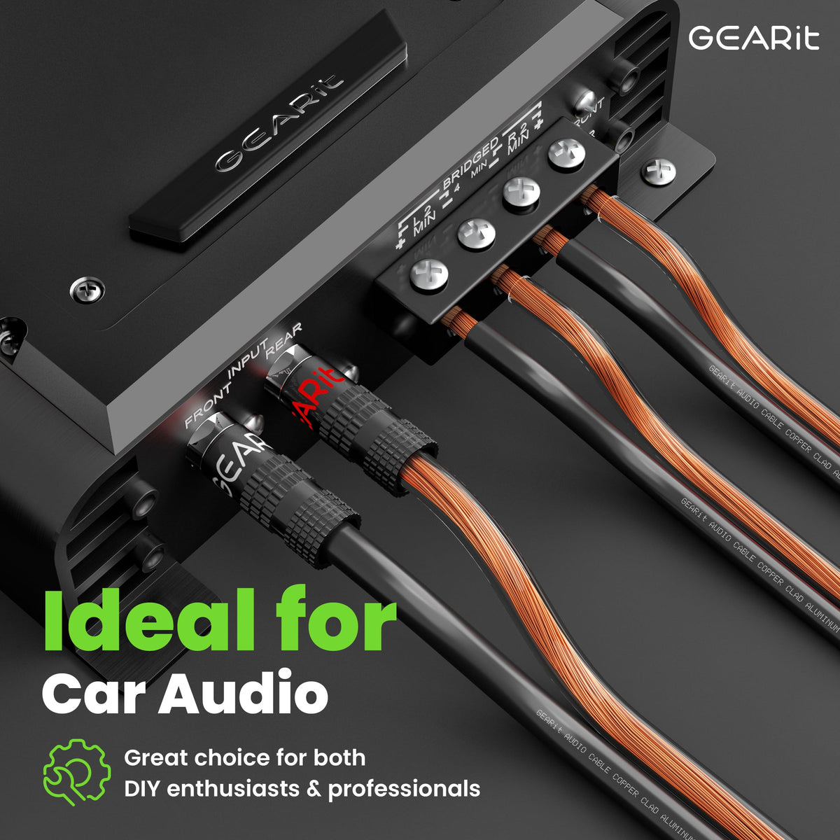 GEARit stripped end with banana plugs demonstrating fast, secure connections