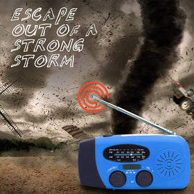 Geartist hand crank being used to generate power during outages