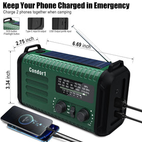 Geartist NOAA Weather Radio USB-C charging, quick device power on the go