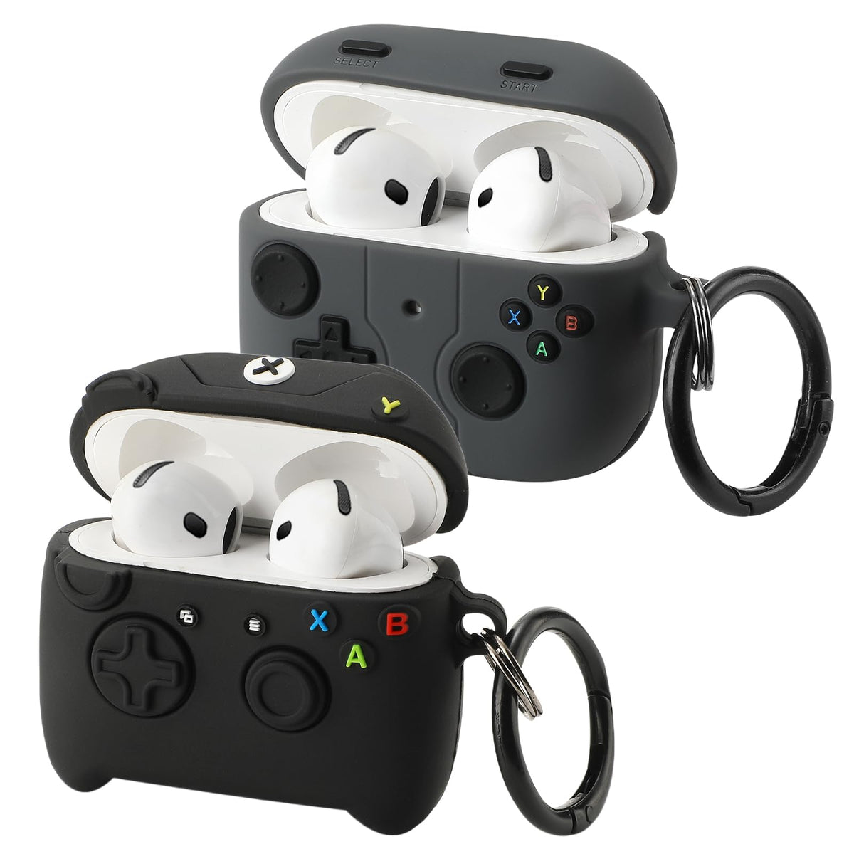 Gedicht front view of two-pack AirPods 4 cases showing cute controller artwork and protection