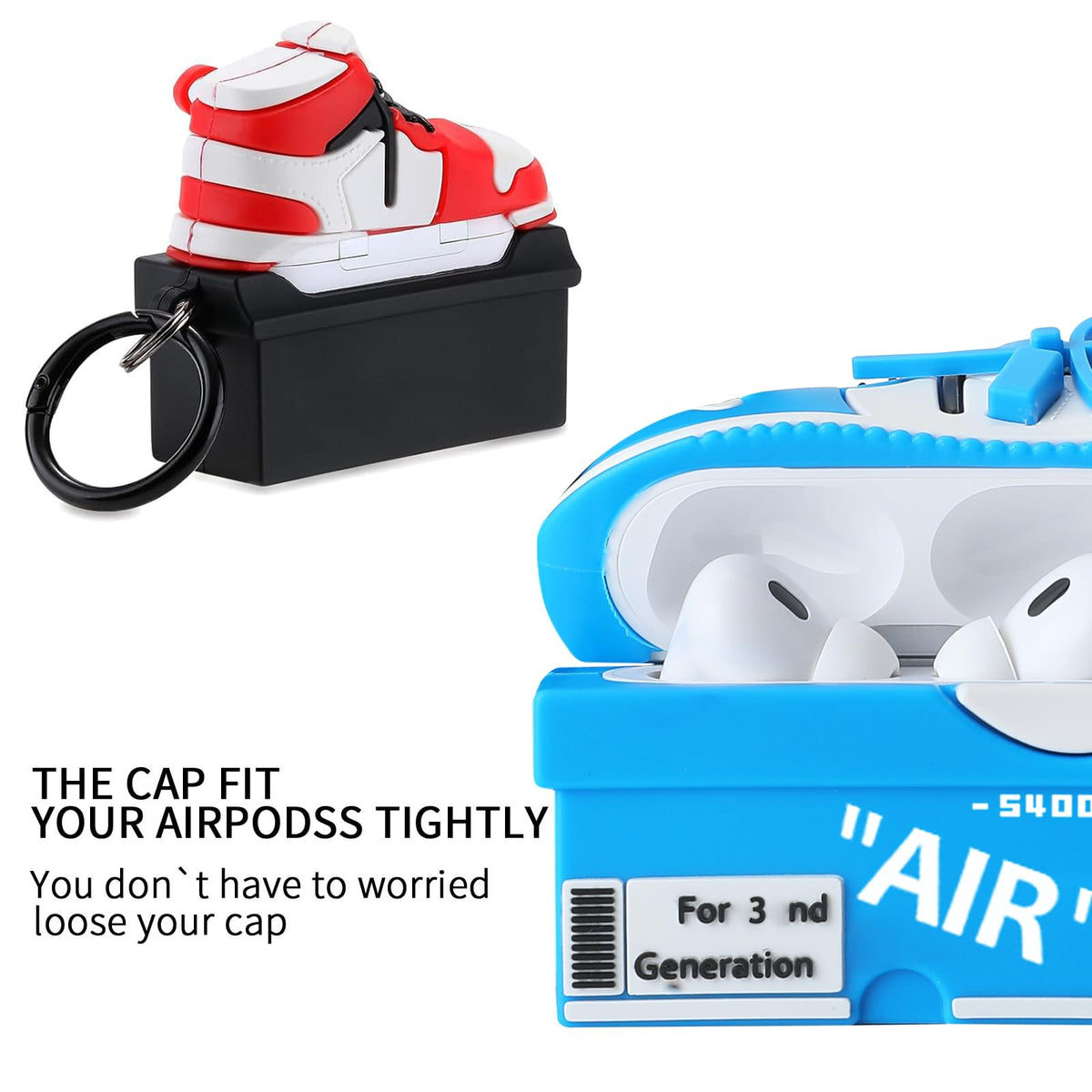Gedicht AirPods Pro 3 blue case with 3D cute shoe design protects against bumps
