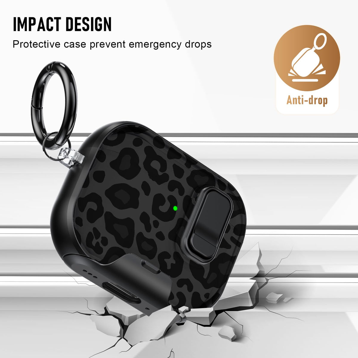 Gedicht AirPods Pro 3 case with keychain for secure carry.